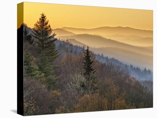 North Carolina, Great Smoky Mountains National Park, Sunrise from the Oconaluftee Valley Overlook-Ann Collins-Premier Image Canvas