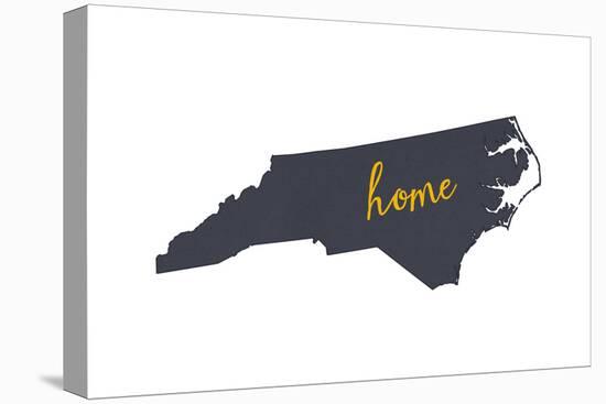 North Carolina - Home State - Gray on White-Lantern Press-Stretched Canvas