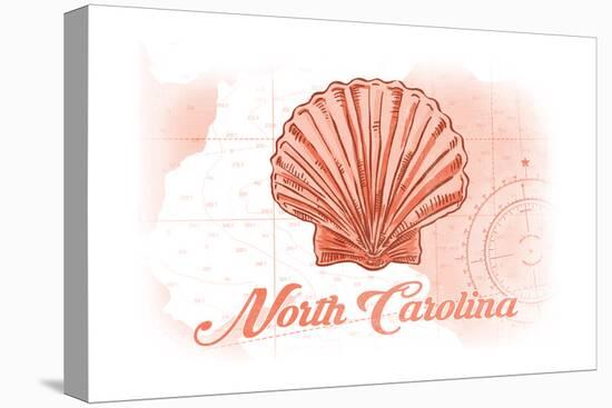 North Carolina - Scallop Shell - Coral - Coastal Icon-Lantern Press-Stretched Canvas