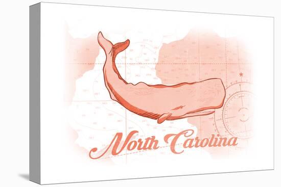 North Carolina - Whale - Coral - Coastal Icon-Lantern Press-Stretched Canvas