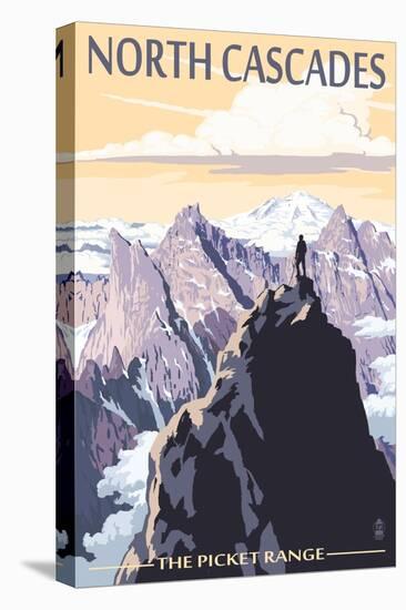 North Cascades, Washington - Mountain Peaks-Lantern Press-Stretched Canvas