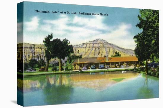 North Dakota, T. Roosevelt National Park View of Badlands Dude Ranch Swimmin' Hole-Lantern Press-Stretched Canvas