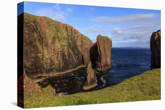 North Ham, lichen covered huge red granite cliffs and stacks, Muckle Roe Island, Scotland-Eleanor Scriven-Premier Image Canvas