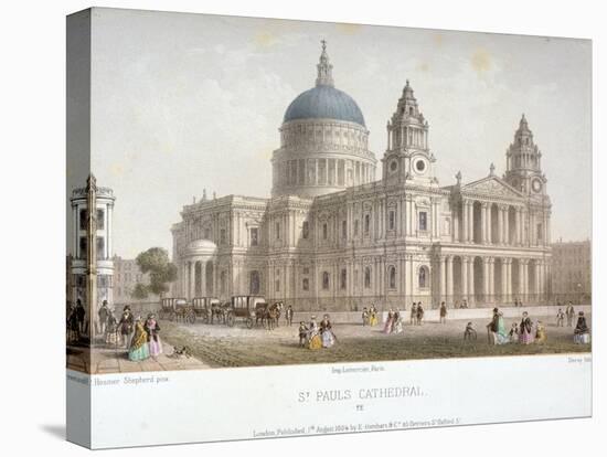 North-West View of St Paul's Cathedral with Figures Walking in Front, City of London, 1854-Christopher Wren-Premier Image Canvas