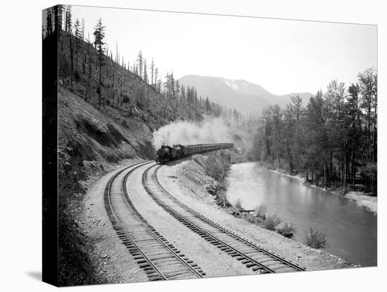 Northern Pacific Train in Yakima Canyon, 1915-Asahel Curtis-Premier Image Canvas