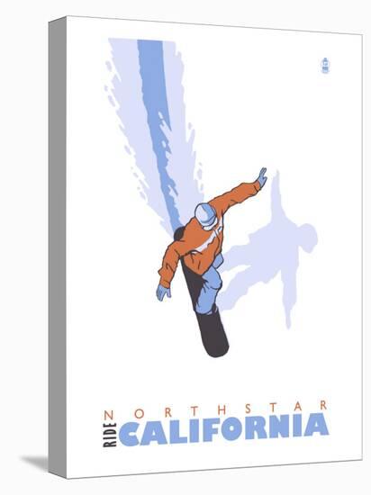 Northstar, California, Stylized Snowboarder-Lantern Press-Stretched Canvas