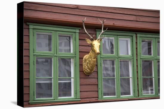 Norway, Bergen. Bryggen Facade Deer-Kymri Wilt-Premier Image Canvas