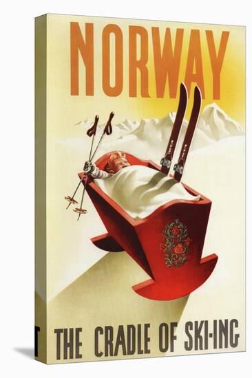 Norway - The Cradle of Skiing-Lantern Press-Stretched Canvas