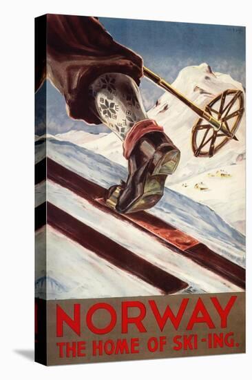 Norway - The Home of Skiing-Lantern Press-Stretched Canvas