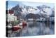 Norway, Vestvag. Fishing village set among dramatic mountains.-Ellen Goff-Premier Image Canvas