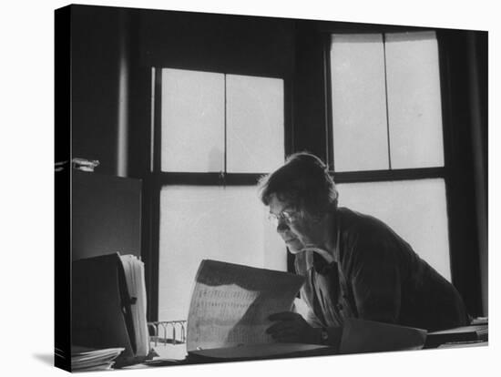 Noted Anthropologist Dr. Margaret Mead at Work at the American Museum of Natural History-John Loengard-Premier Image Canvas