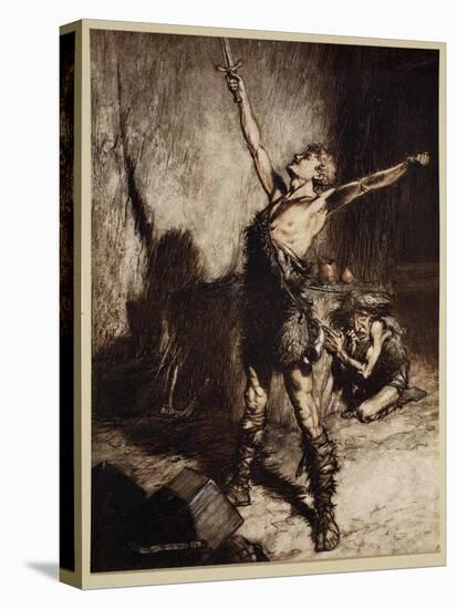 'Nothung! Nothung! Conquering sword!', frontispiece from 'Siegfried and the Twilight of the Gods',-Arthur Rackham-Premier Image Canvas