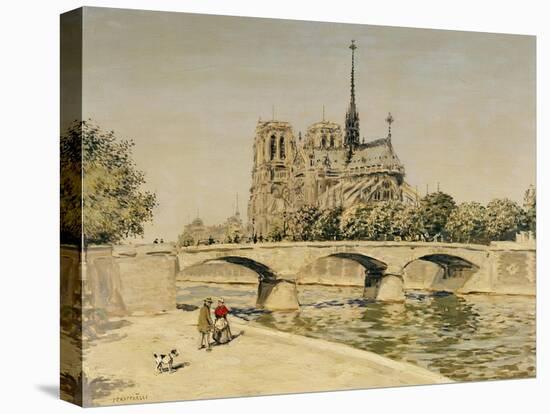Notre Dame and the Seine-Jean Francois Raffaelli-Premier Image Canvas