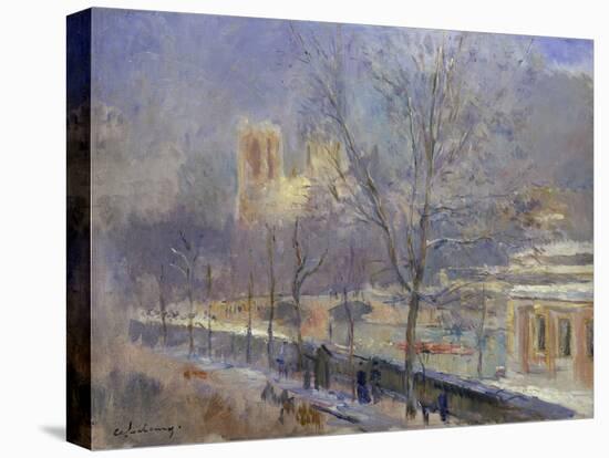 Notre-Dame de Paris Vue du Quai de la Tournelle, Effet de Neige-Albert-Charles Lebourg-Premier Image Canvas