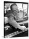 Novelist Vladimir Nabokov Looking Out of Car Window, Likes to Work in the Car-Carl Mydans-Premier Image Canvas