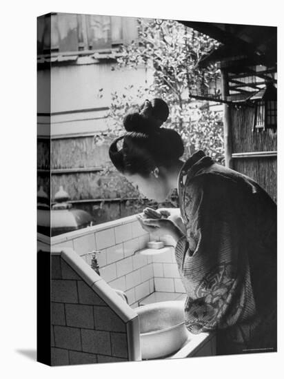 Novice Geisha Washing Her Face at a Basin-Alfred Eisenstaedt-Premier Image Canvas