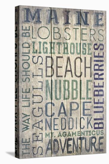 Nubble - Maine - Barnwood Typography-Lantern Press-Stretched Canvas