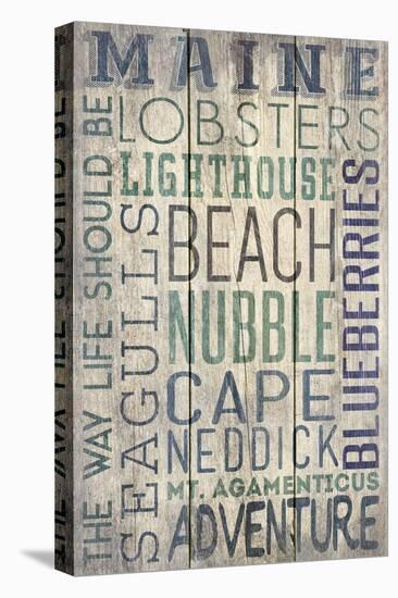 Nubble - Maine - Barnwood Typography-Lantern Press-Stretched Canvas