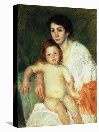 Nude Baby on Mother's Lap Resting Her Right Arm on the Back of the Chair-Mary Cassatt-Premier Image Canvas