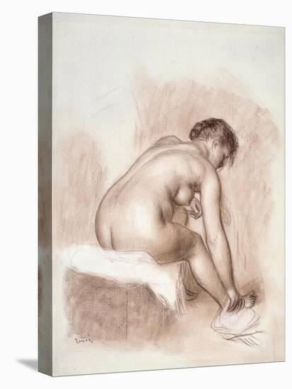 Nude Woman Sitting, Drying Her Right Foot-Pierre-Auguste Renoir-Stretched Canvas