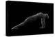 Nude woman with tattoos in yoga pose against black background-Panoramic Images-Premier Image Canvas