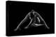 Nude woman with tattoos in yoga pose against black background-Panoramic Images-Premier Image Canvas