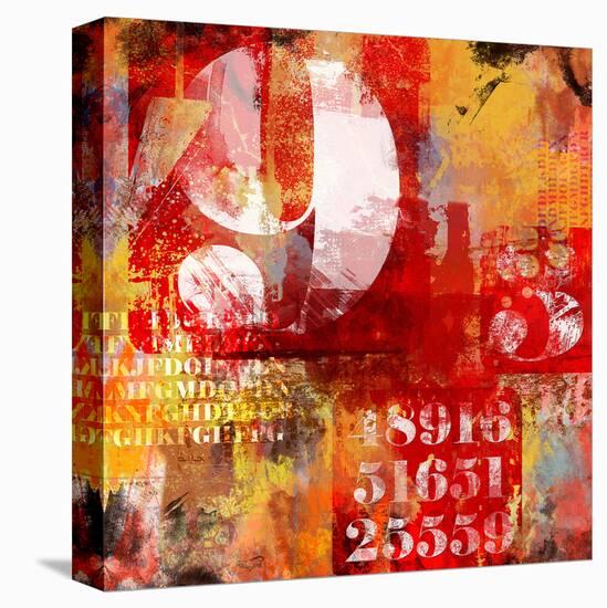 Number & Text Abstract Collage-null-Stretched Canvas