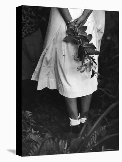 Nurse Stands at Grave of Elderly Woman Who Died at Dr. Albert Schweitzer's Hospital Village-W^ Eugene Smith-Premier Image Canvas