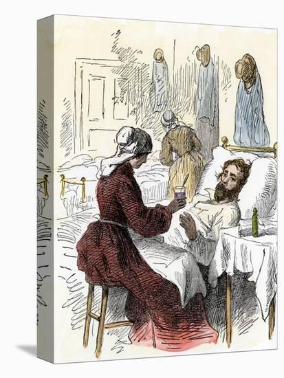 Nurse Treating a Wounded Soldier in a Civil War Hospital-null-Premier Image Canvas