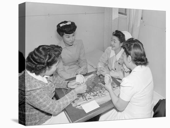 Nurses Aiko Hamaguchi, Chiye Yamanaki, Catherine Yamaguchi, and Kazoko Nagahama playing bridge-Ansel Adams-Premier Image Canvas