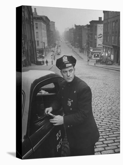 Ny Patrolman James Murphy Standing by His 23 Precinct Squad Car on Street of His East Harlem Beat-Tony Linck-Premier Image Canvas