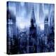 NYC - Reflections in Blue I-Kate Carrigan-Stretched Canvas