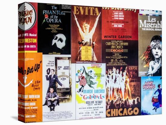 NYC Street Art - Patchwork of Old Posters of Broadway Musicals - Times Square - Manhattan-Philippe Hugonnard-Stretched Canvas