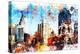 NYC Watercolor Collection - Manhattan Buildings-Philippe Hugonnard-Stretched Canvas