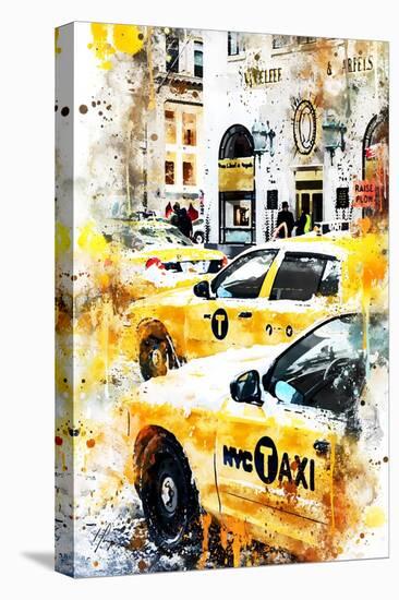 NYC Watercolor Collection - New York Taxis-Philippe Hugonnard-Stretched Canvas