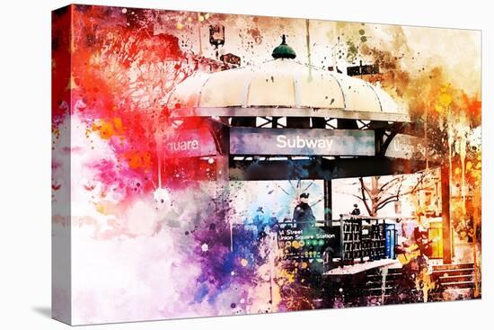 NYC Watercolor Collection - Union Square Station-Philippe Hugonnard-Stretched Canvas