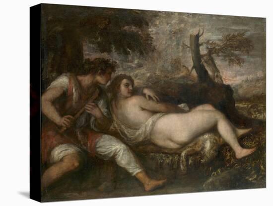 Nymph and Shepherd, 1570-75-Titian-Premier Image Canvas