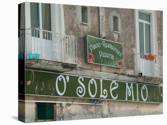 O'Sole Mio Pizzeria Sign, Ischia, Bay of Naples, Campania, Italy-Walter Bibikow-Premier Image Canvas