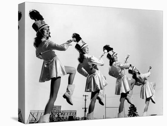 Oak Ridge High School Drum Majorettes on the Football Field. 1946-Ed Westcott-Stretched Canvas