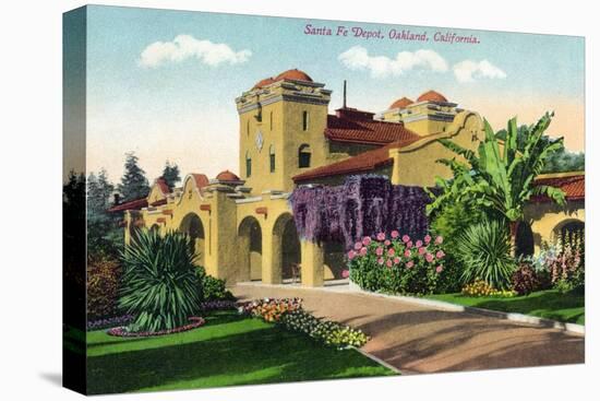 Oakland, California - Exterior View of Santa Fe Train Depot-Lantern Press-Stretched Canvas