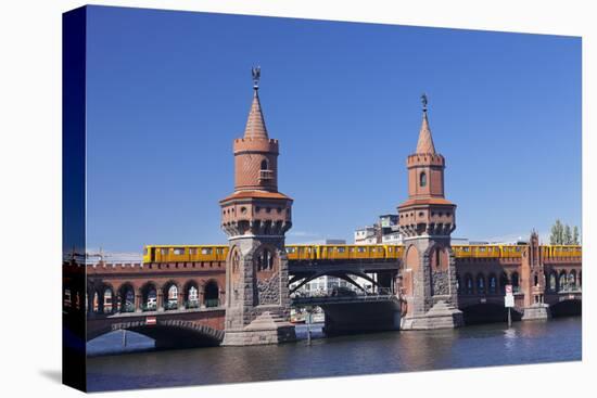 Oberbaum Bridge between Kreuzberg and Friedrichshain, Metro Line 1, Spree River, Berlin, Germany, E-Markus Lange-Premier Image Canvas