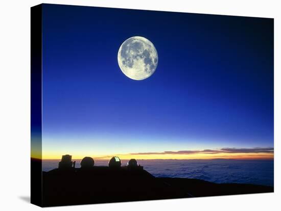 Observatories At Mauna Kea, Hawaii, with Full Moon-David Nunuk-Premier Image Canvas