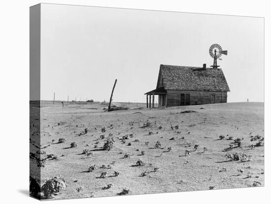 Occupied house in Dalhart, Texas where most are abandoned in the drought, 1938-Dorothea Lange-Premier Image Canvas