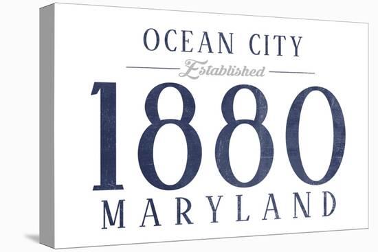 Ocean City, Maryland - Established Date (Blue)-Lantern Press-Stretched Canvas