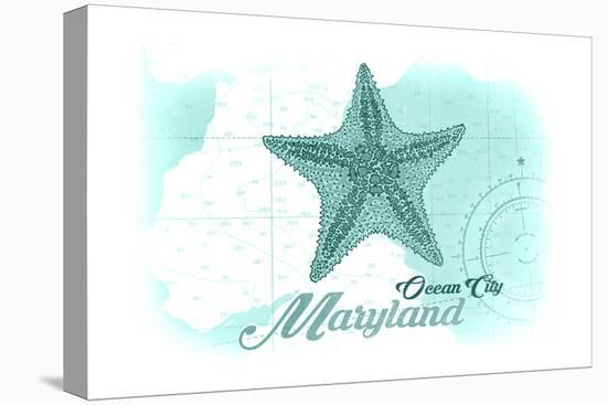 Ocean City, Maryland - Starfish - Teal - Coastal Icon-Lantern Press-Stretched Canvas