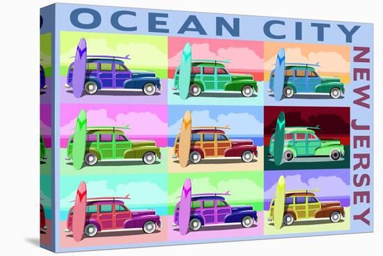 Ocean City, New Jersey - Woody Pop Art-Lantern Press-Stretched Canvas