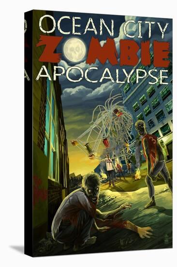 Ocean City, New Jersey - Zombie Apocalypse-Lantern Press-Stretched Canvas