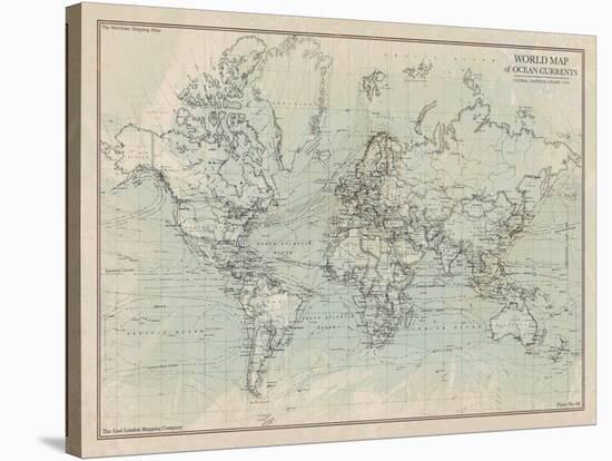 Ocean Current Map I-The Vintage Collection-Stretched Canvas