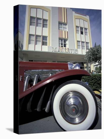 Ocean Drive with Classic Car and Majestic Hotel, South Beach, Miami, Florida, USA-Robin Hill-Premier Image Canvas