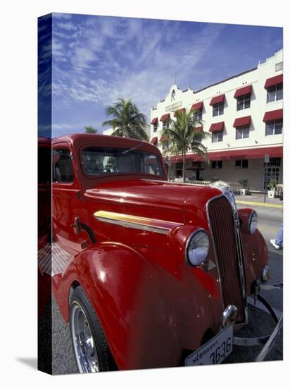 Ocean Drive with Classic Hot Rod, South Beach, Miami, Florida, USA-Robin Hill-Premier Image Canvas